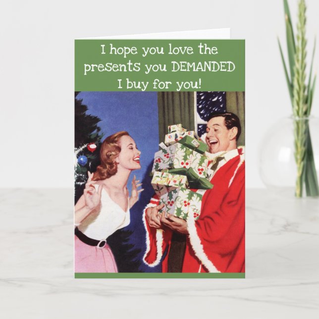 Cartão De Festividades Placa de Natais vintages engraçada (Frente)