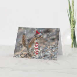 Cartão De Festividades Placa de Natal Chipmunk