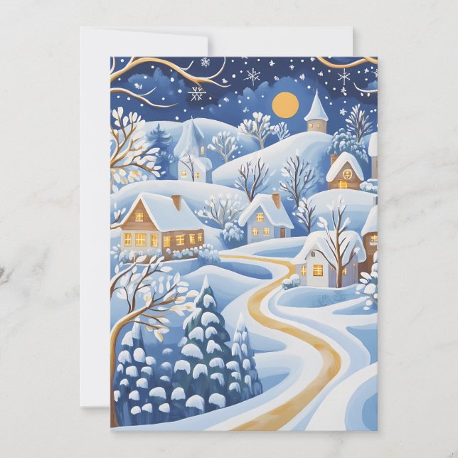 Cartão De Festividades Placa de Natal da Aldeia de Inverno da Lua (Frente)