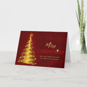 Cartão De Festividades Placa de Natal da Árvore de Fita Sparkle Dourada