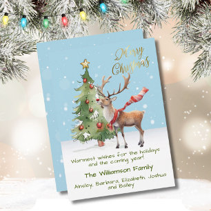 Cartão De Festividades Placa de Natal da Árvore de na moda Watercolor