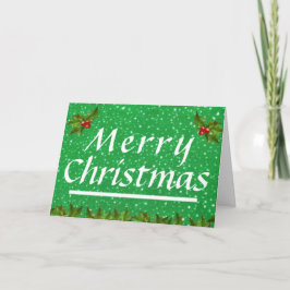 Cartão De Festividades Placa de Natal Dobrada com Glittery Verde