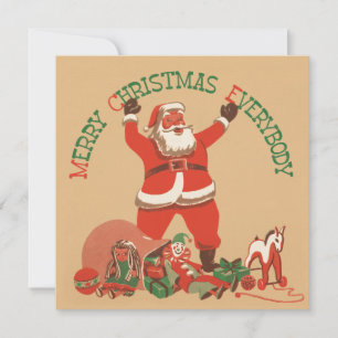 Cartão De Festividades Placa de Natal Plana para Papais noeis Retro