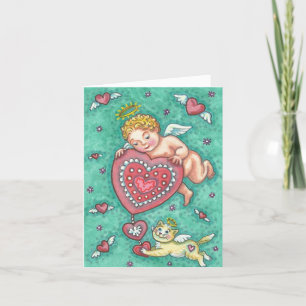 Cartão De Festividades PLACA DE NOTA DE NAMORADOS CARDÍACO CUPID Personal