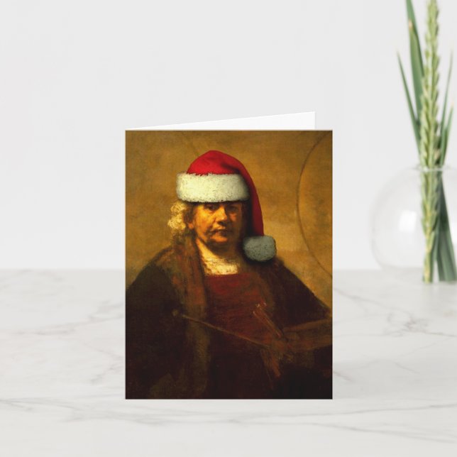 Cartão De Festividades Placa de Nota de Papais noeis Rembrandt (Frente)