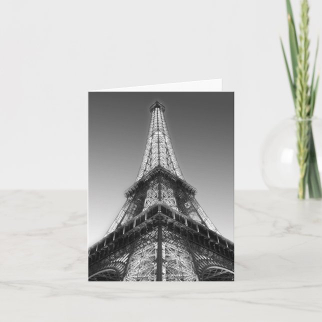 Cartão De Festividades Placa de Nota de Vazio de Torre Eiffel Paris Preta (Frente)