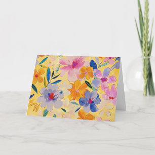 Cartão De Festividades Placa de Nota Floral bonito Pastel Watercolor