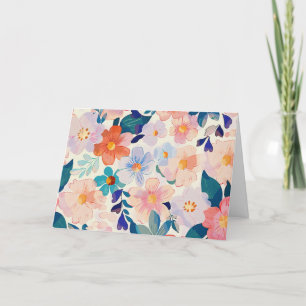 Cartão De Festividades Placa de Nota Floral bonito Pastel Watercolor