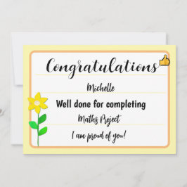 Cartão De Festividades Placa de parabéns com ventilador amarelo