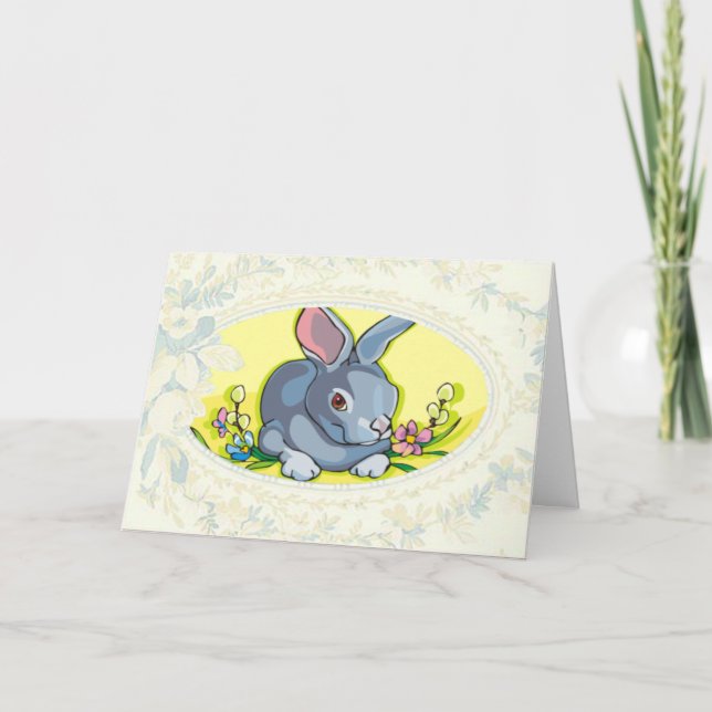 Cartão De Festividades Placa de Páscoa Bunny primavera (Frente)