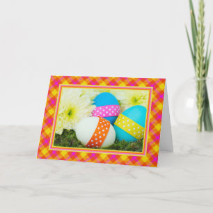 Cartão De Festividades Placa de Páscoa com ovos e flores