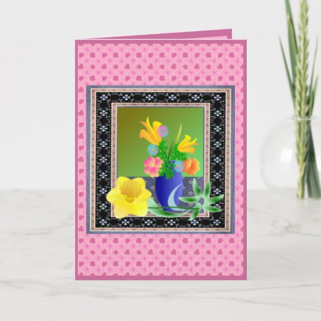 Cartão De Festividades Placa de Páscoa das flores moldadas (Frente)