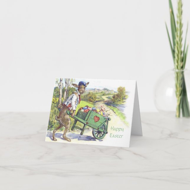 Cartão De Festividades Placa de Páscoa de coelho de Páscoa Vintada (Frente)