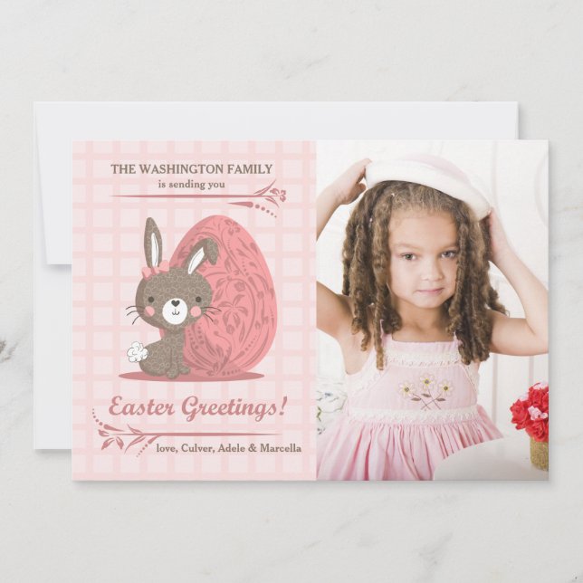 Cartão De Festividades Placa de Páscoa de Foto de Perfeição Rosa (Frente)