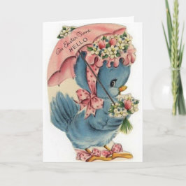 Cartão De Festividades Placa de Páscoa de pássaros Azul Vintage