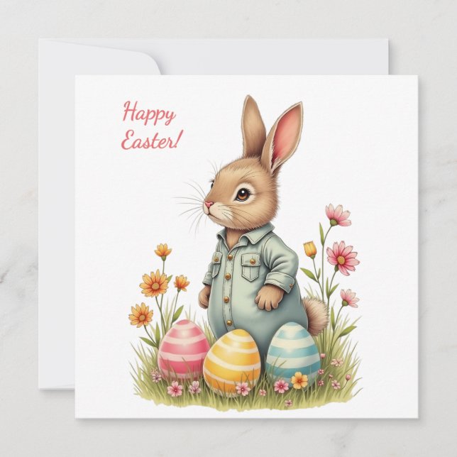 Cartão De Festividades Placa de páscoa em cores pastel suave (Frente)