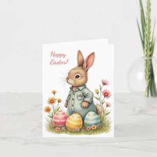 Cartão De Festividades Placa de páscoa em cores pastel suave