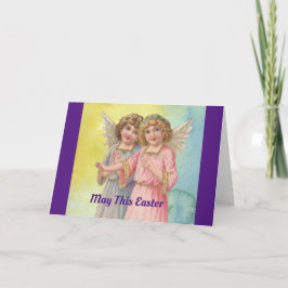 Cartão De Festividades Placa de Páscoa Linda Vintage Angels
