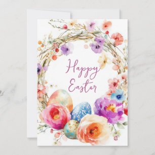 Cartão De Festividades Placa de Páscoa Personalizada com Ovos e Flores de
