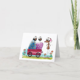 Cartão De Festividades Placa de Páscoa Personalizada - Rato e Pássaros Wh