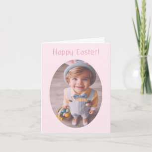 Cartão De Festividades Placa de Páscoa Pink de Foto Personalizada Elegant
