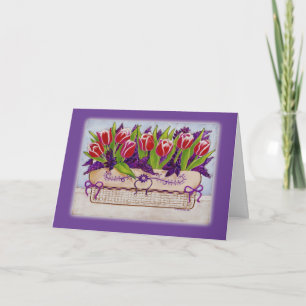 Cartão De Festividades Placa de Páscoa primavera Tulips