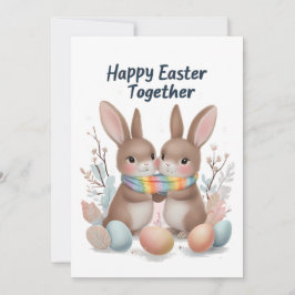 Cartão De Festividades Placa de Páscoa Whimsical com Bunnies e Cores Repr