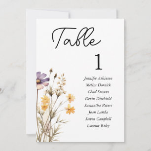 Cartão De Festividades Placa de Plantação de Casamento Floral Roxo Elegan