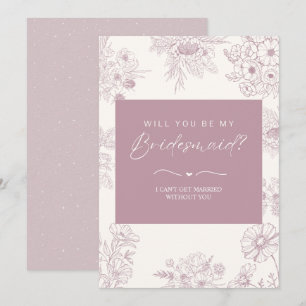 Cartão De Festividades Placa de Proposta de Bridesmaid Rosa Floral