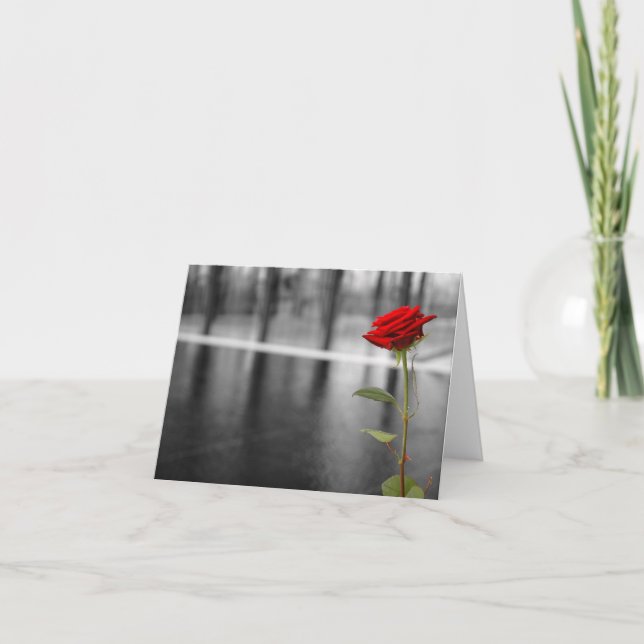 Cartão De Festividades Placa de rosa vermelha (Frente)