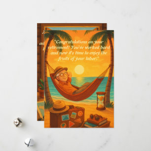 Cartão De Festividades Placa de saudação de aposentadoria de praia sunset