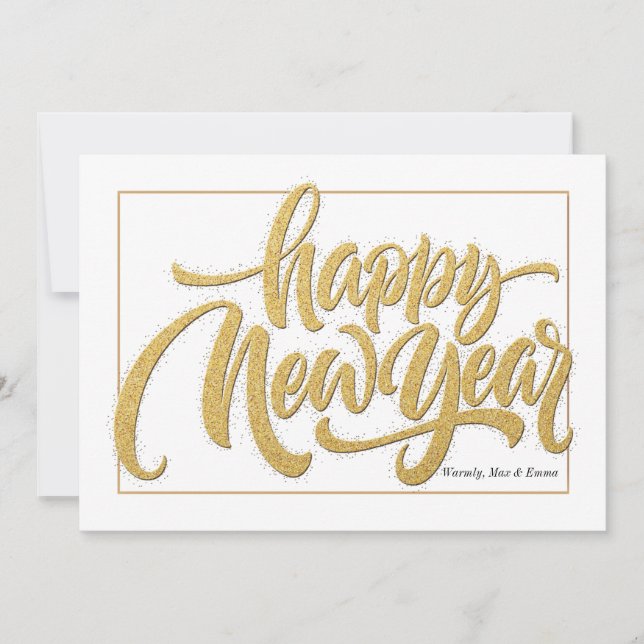 Cartão De Festividades Placa de saudação de feliz ano novo (Frente)