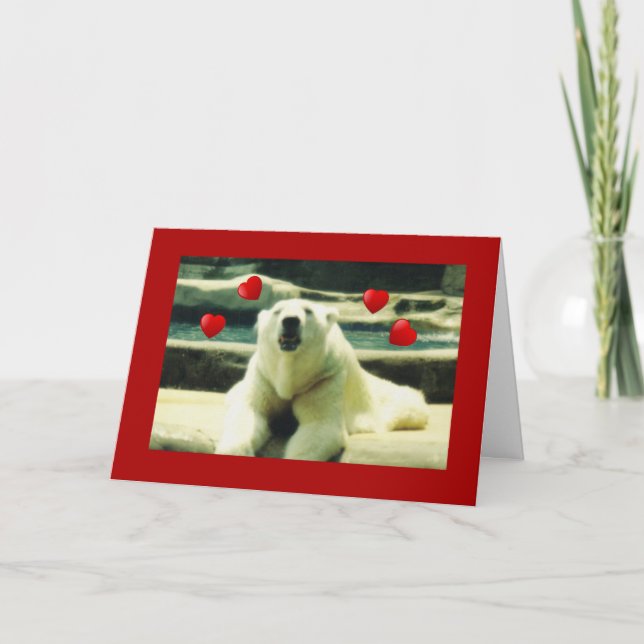 Cartão De Festividades Placa de saudação de Namorados de Urso Polar (Frente)
