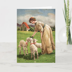 Cartão De Festividades Placa de saudação de Páscoa Vintage