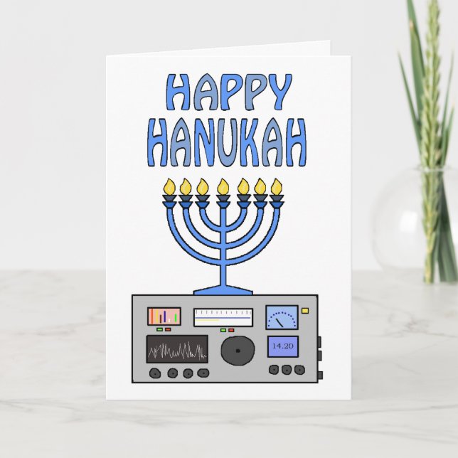 Cartão De Festividades Placa de Saudação Rádio Feliz Hanukah Ham (Frente)