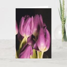 Cartão De Festividades Placa de Tulipas Roxas