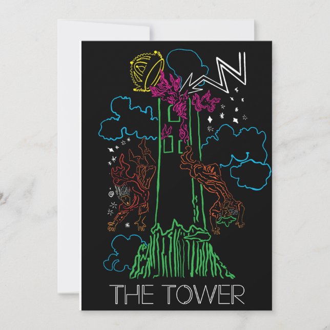 Cartão De Festividades Placa de Vazio Tarot - A Torre (Frente)