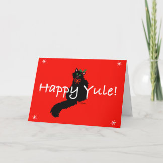 Cartão De Festividades Placa de Yule de Gatinho Preto