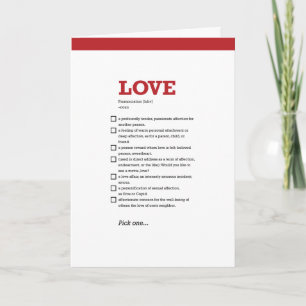 Cartão De Festividades Placa Definição de Amor do namorados