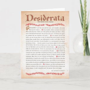 Cartão De Festividades Placa DESIDERATA