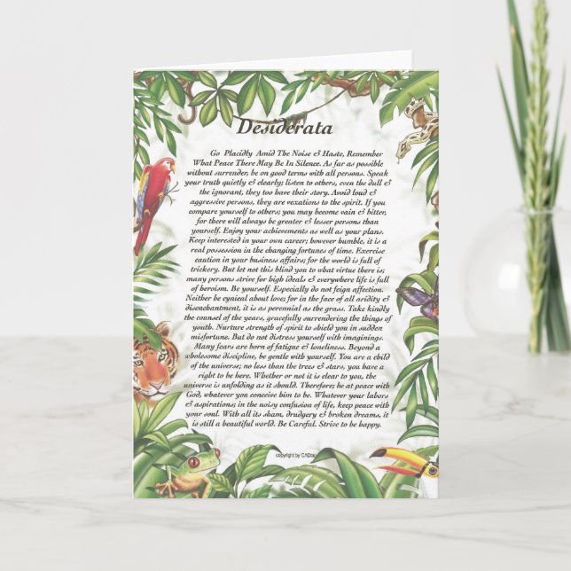 Cartão De Festividades Placa DESIDERATA (Frente)