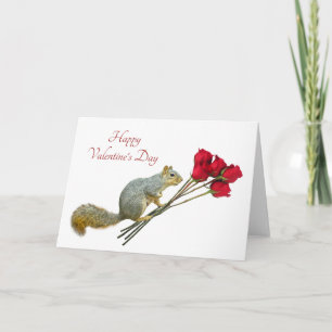 Cartão De Festividades Placa Dia de os namorados do Squirrel Rosa vermelh