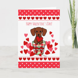 Cartão De Festividades Placa Dia de os namorados Red Smooth Dachshund
