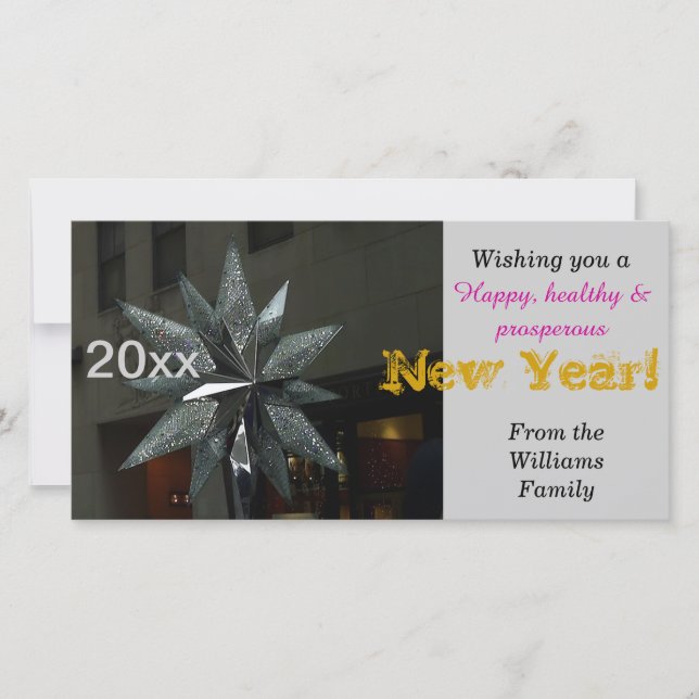 Cartão De Festividades Placa Feliz ano novo Crystal Star (Frente)