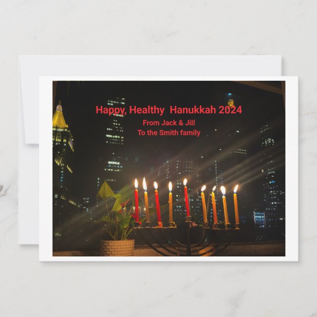 Cartão De Festividades Placa Feliz, Saudável Hanukkah 2024 (Frente)