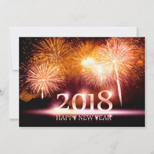 Cartão De Festividades Placa Fireworks do Feliz ano novo Dourado 2018