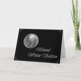 Cartão De Festividades Placa Full Moon Wolf Yule