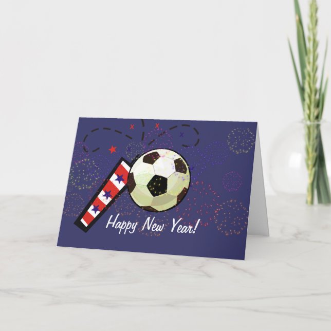 Cartão De Festividades Placa - Futebol do Feliz ano novo (Frente)