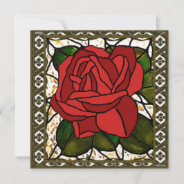 Cartão De Festividades Placa Gilded de Deco de Arte rosa vermelha
