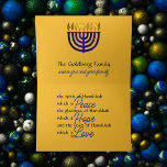 Cartão De Festividades Placa Hanukkah design Dentro Dourada<br><div class="desc">Itens temáticos de feriado projetados por Umua. Impresso e enviado pela Zazzle ou suas afiliadas.</div>